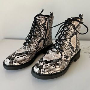 Linea Paolo Trinity Snake Print Combat Boots